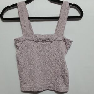 OLIVE & OAK Elegant Floral Embroidered Seamles Textured Women's S/M Top